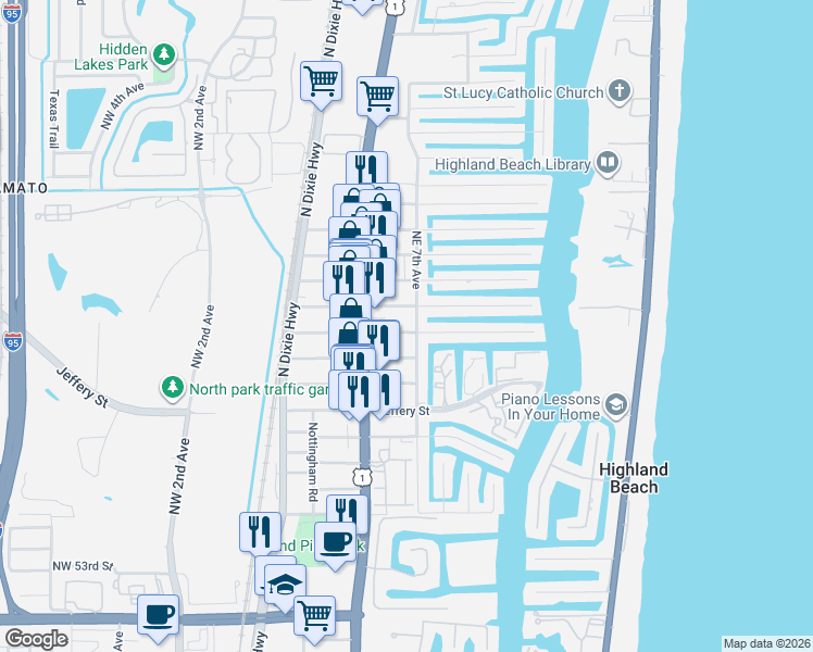 map of restaurants, bars, coffee shops, grocery stores, and more near 680 Glouchester Street in Boca Raton