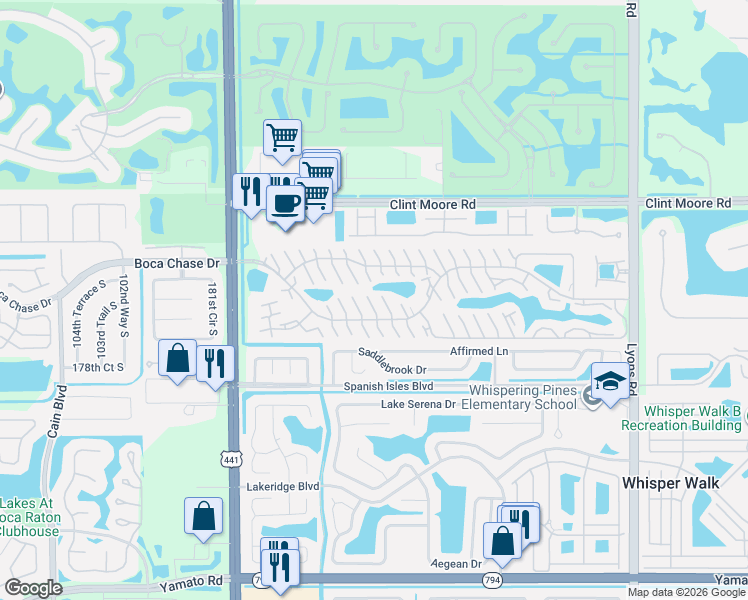 map of restaurants, bars, coffee shops, grocery stores, and more near 9605A Boca Gardens Parkway in Boca Raton