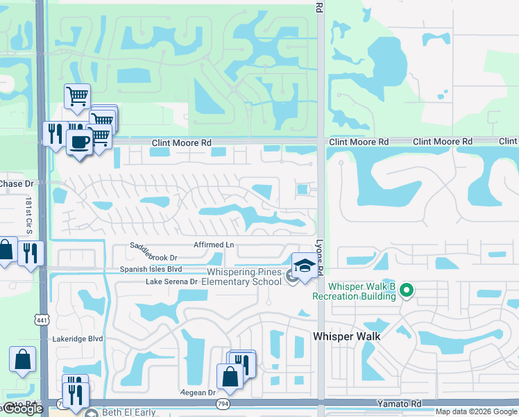 map of restaurants, bars, coffee shops, grocery stores, and more near 9190 Boca Gardens Parkway in Boca Raton