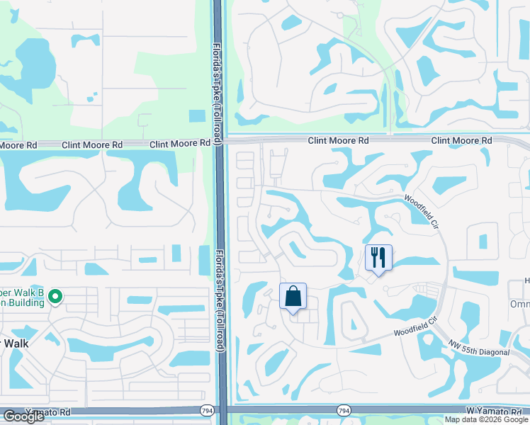 map of restaurants, bars, coffee shops, grocery stores, and more near 6378 Avalon Pointe Court in Boca Raton