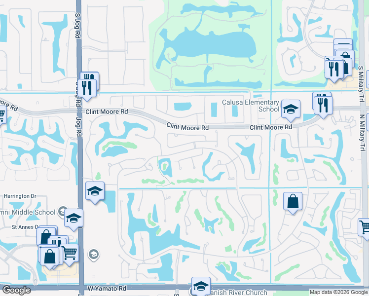 map of restaurants, bars, coffee shops, grocery stores, and more near 2459 Northwest 62nd Street in Boca Raton