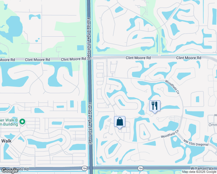 map of restaurants, bars, coffee shops, grocery stores, and more near 6378 Avalon Pointe Court in Boca Raton