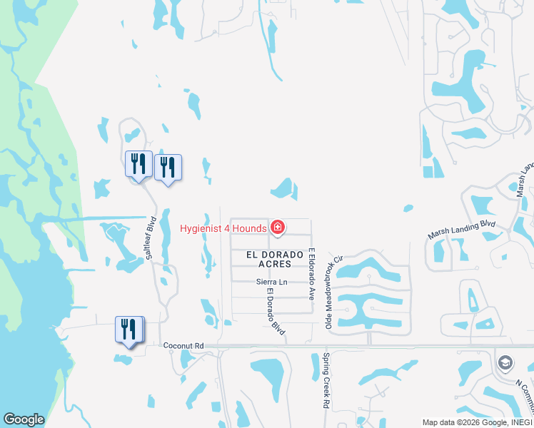 map of restaurants, bars, coffee shops, grocery stores, and more near 4591 Key Largo Lane in Bonita Springs