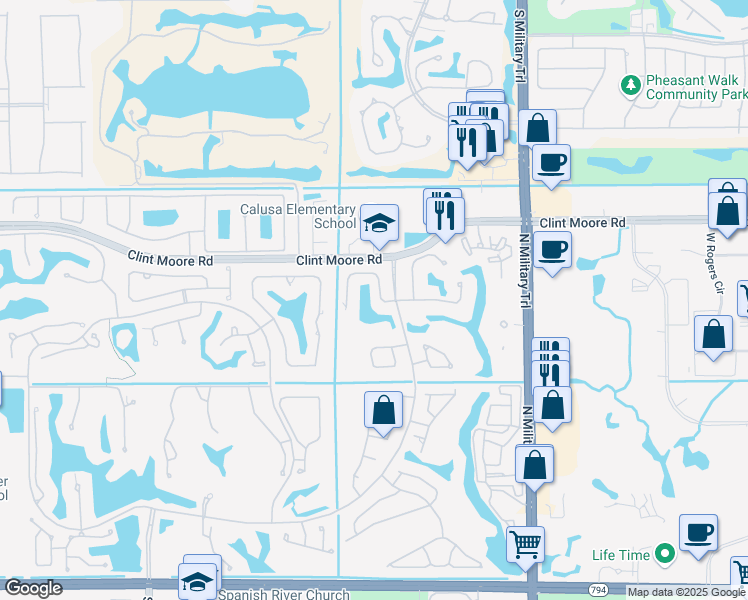 map of restaurants, bars, coffee shops, grocery stores, and more near 2292 Northwest 62nd Drive in Boca Raton