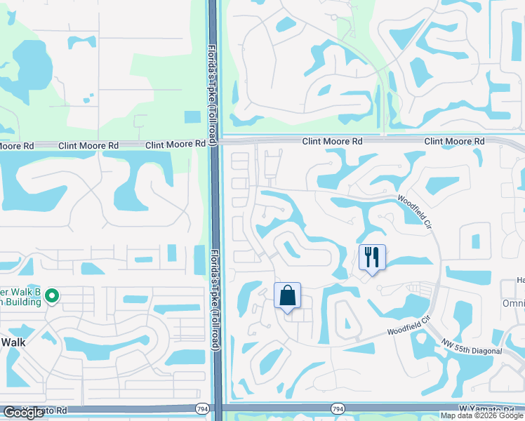map of restaurants, bars, coffee shops, grocery stores, and more near 6378 Avalon Pointe Court in Boca Raton