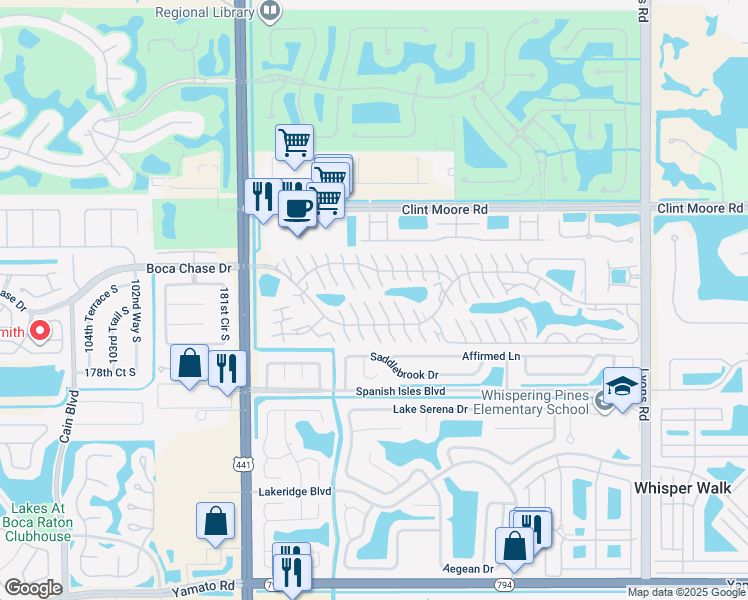 map of restaurants, bars, coffee shops, grocery stores, and more near 9695 Boca Gardens Parkway in Boca Raton