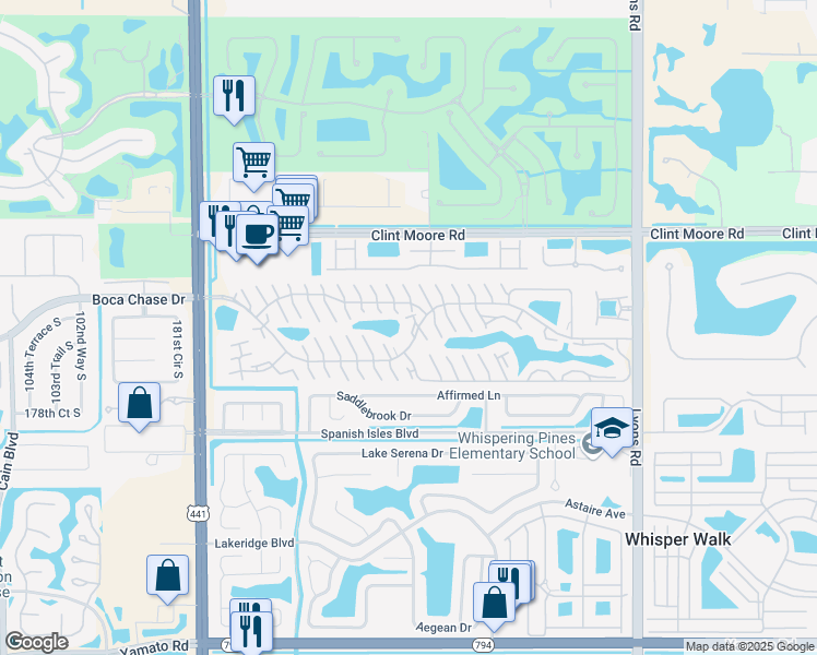 map of restaurants, bars, coffee shops, grocery stores, and more near 9551 Boca Gardens Parkway in Boca Raton