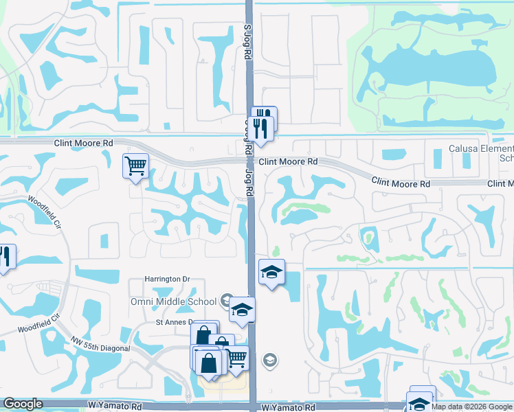 map of restaurants, bars, coffee shops, grocery stores, and more near 6401 Jog Road in Boca Raton