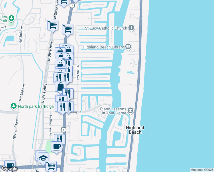 map of restaurants, bars, coffee shops, grocery stores, and more near 876 Forsyth Street in Boca Raton