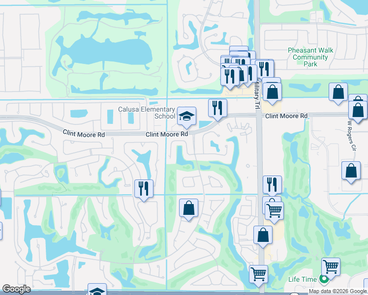 map of restaurants, bars, coffee shops, grocery stores, and more near 2246 Northwest 62nd Drive in Boca Raton
