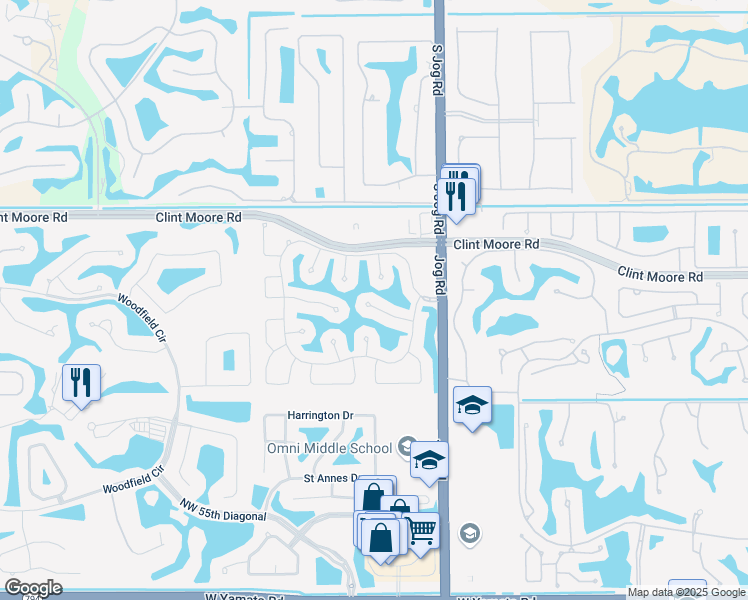 map of restaurants, bars, coffee shops, grocery stores, and more near 3127 Northwest 63rd Street in Boca Raton