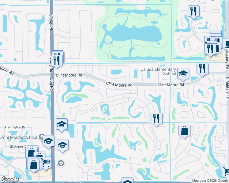 map of restaurants, bars, coffee shops, grocery stores, and more near 2468 Northwest 64th Street in Boca Raton