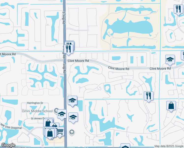 map of restaurants, bars, coffee shops, grocery stores, and more near 2599 Northwest 63rd Lane in Boca Raton