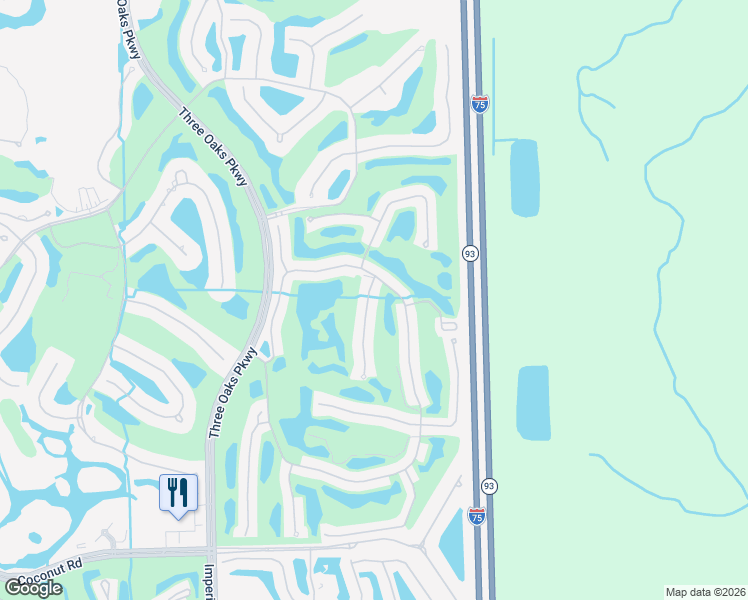 map of restaurants, bars, coffee shops, grocery stores, and more near 23331 Caraway Lakes Drive in Bonita Springs
