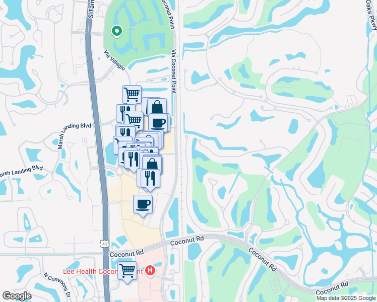 map of restaurants, bars, coffee shops, grocery stores, and more near 22941 Rosedale Drive in Bonita Springs