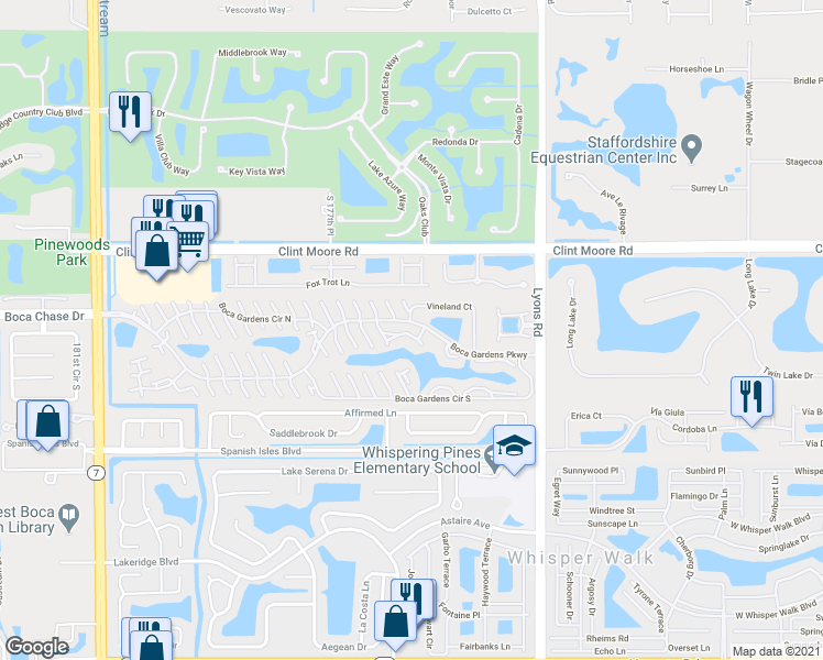 map of restaurants, bars, coffee shops, grocery stores, and more near 9244 Boca Gardens Parkway in Boca Raton