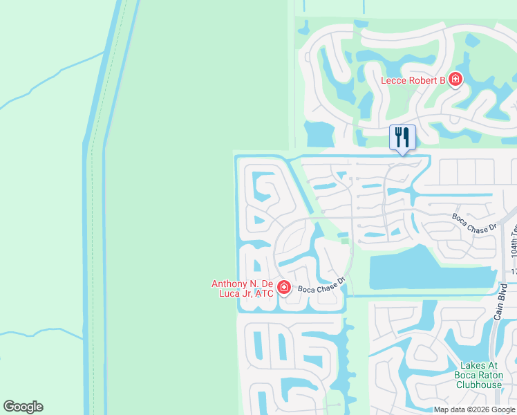 map of restaurants, bars, coffee shops, grocery stores, and more near 18253 Blue Lake Way in Boca Raton