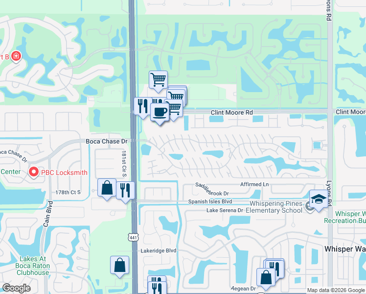 map of restaurants, bars, coffee shops, grocery stores, and more near 9760 Boca Gardens Circle North in Boca Raton