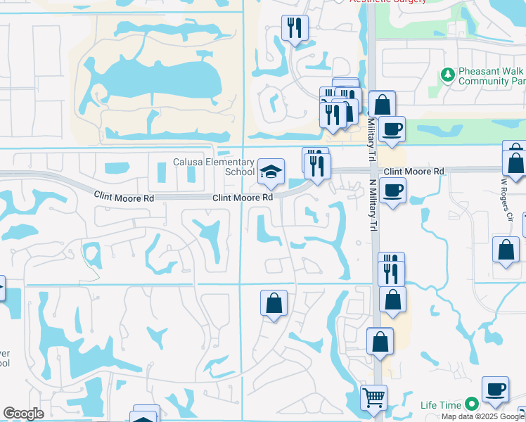 map of restaurants, bars, coffee shops, grocery stores, and more near 2246 Northwest 62nd Drive in Boca Raton
