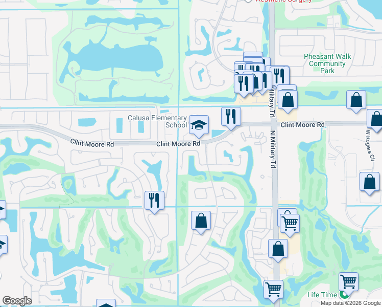 map of restaurants, bars, coffee shops, grocery stores, and more near 2246 Northwest 62nd Drive in Boca Raton