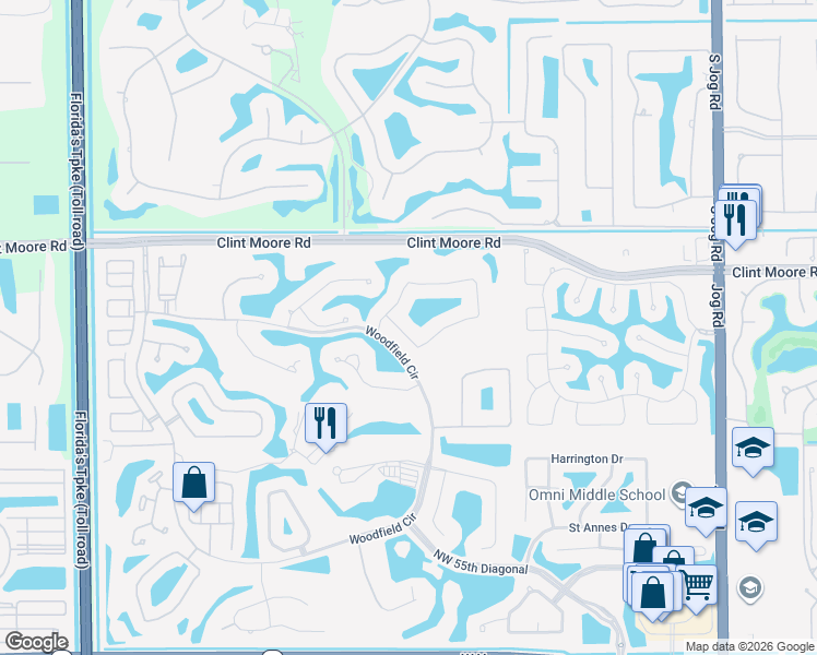 map of restaurants, bars, coffee shops, grocery stores, and more near 3751 Northwest Coventry Lane in Boca Raton
