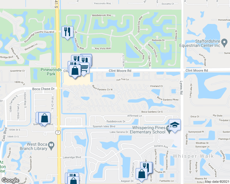 map of restaurants, bars, coffee shops, grocery stores, and more near 9620a Boca Gardens Circle North in Boca Raton