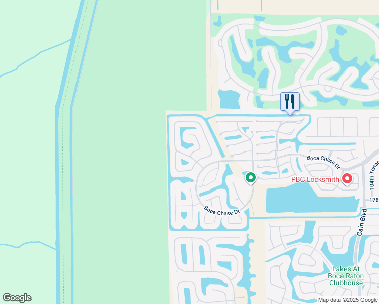 map of restaurants, bars, coffee shops, grocery stores, and more near 18253 Blue Lake Way in Boca Raton