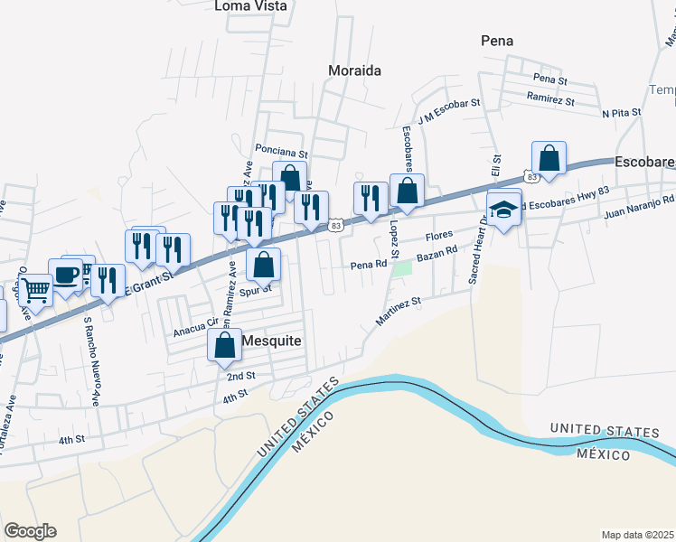 map of restaurants, bars, coffee shops, grocery stores, and more near 74 Lolo Flores Road in Roma