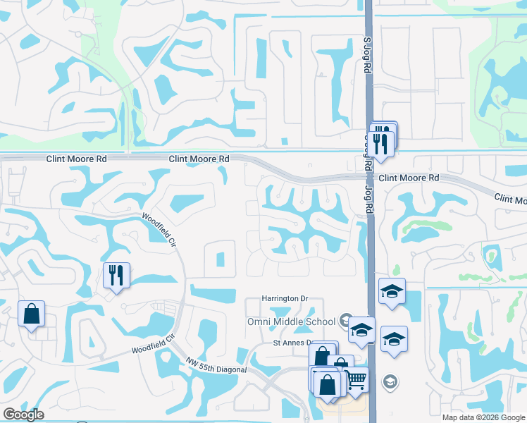 map of restaurants, bars, coffee shops, grocery stores, and more near 3229 Northwest 63rd Street in Boca Raton