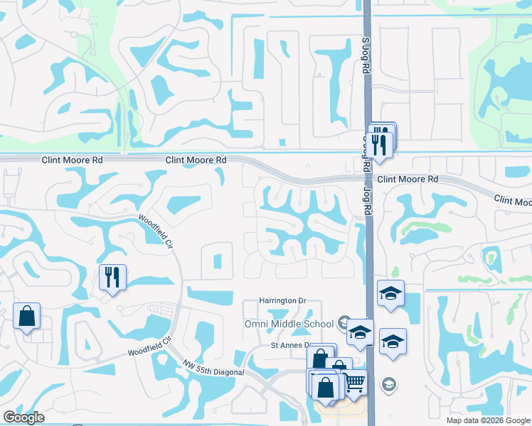 map of restaurants, bars, coffee shops, grocery stores, and more near 3229 Northwest 63rd Street in Boca Raton