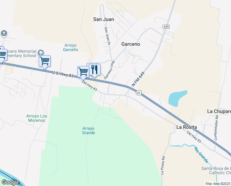 map of restaurants, bars, coffee shops, grocery stores, and more near 4492 Old Highway 83 in Rio Grande City