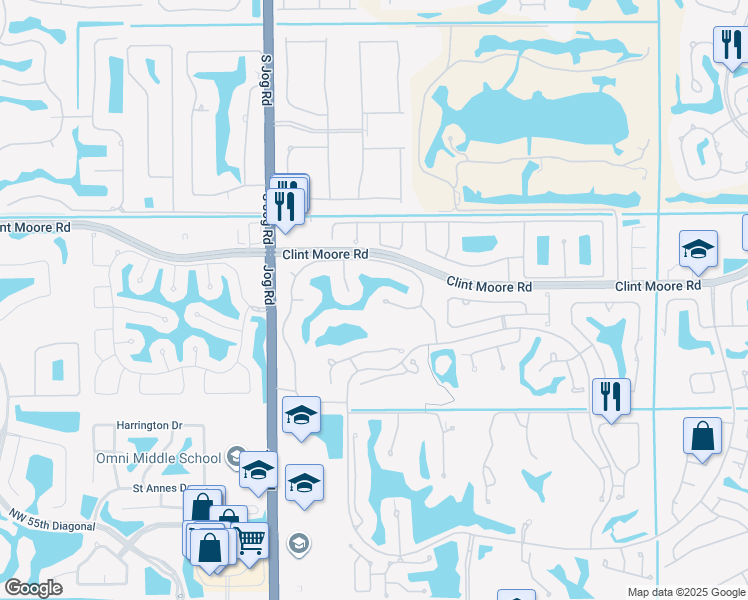 map of restaurants, bars, coffee shops, grocery stores, and more near 2599 Northwest 63rd Lane in Boca Raton