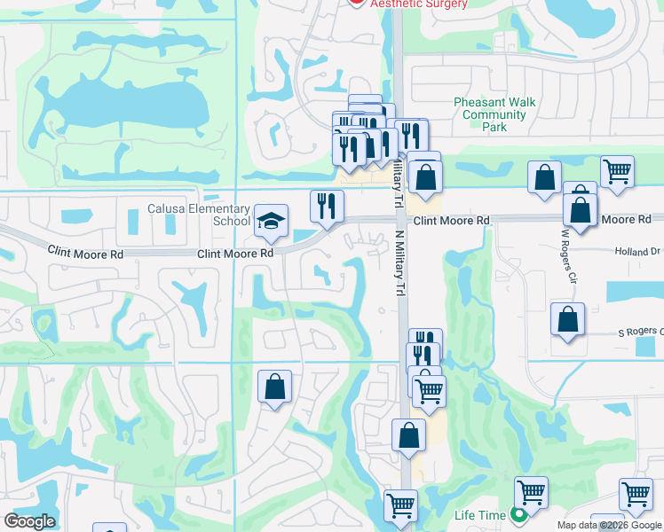 map of restaurants, bars, coffee shops, grocery stores, and more near 6256 Northwest 21st Court in Boca Raton