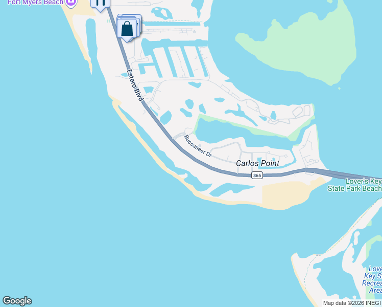map of restaurants, bars, coffee shops, grocery stores, and more near 7854 Buccaneer Drive in Fort Myers Beach
