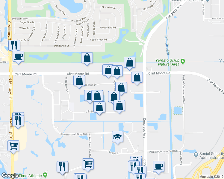 map of restaurants, bars, coffee shops, grocery stores, and more near 1000 Holland Drive in Boca Raton
