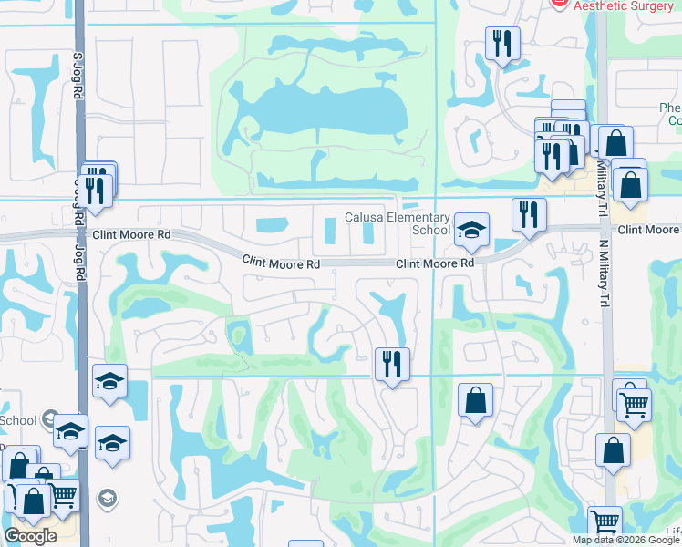 map of restaurants, bars, coffee shops, grocery stores, and more near 6355 Northwest 24th Avenue in Boca Raton