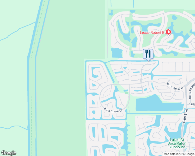 map of restaurants, bars, coffee shops, grocery stores, and more near 18253 Blue Lake Way in Boca Raton