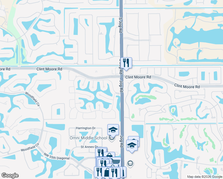 map of restaurants, bars, coffee shops, grocery stores, and more near 6423 Northwest 30th Avenue in Boca Raton