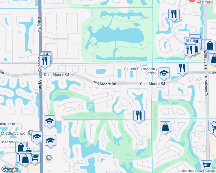 map of restaurants, bars, coffee shops, grocery stores, and more near 2437 Northwest 64th Street in Boca Raton