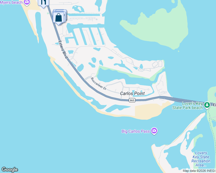 map of restaurants, bars, coffee shops, grocery stores, and more near 7881 Buccaneer Drive in Fort Myers Beach