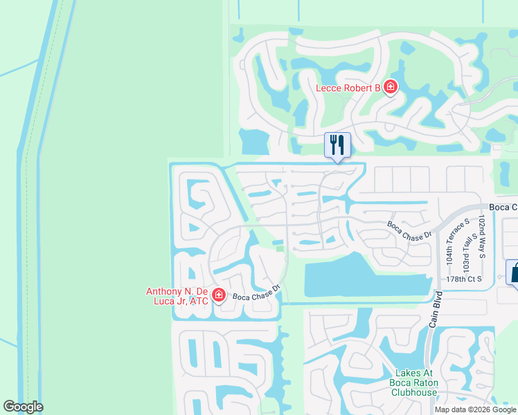 map of restaurants, bars, coffee shops, grocery stores, and more near 11160 Rios Road in Boca Raton