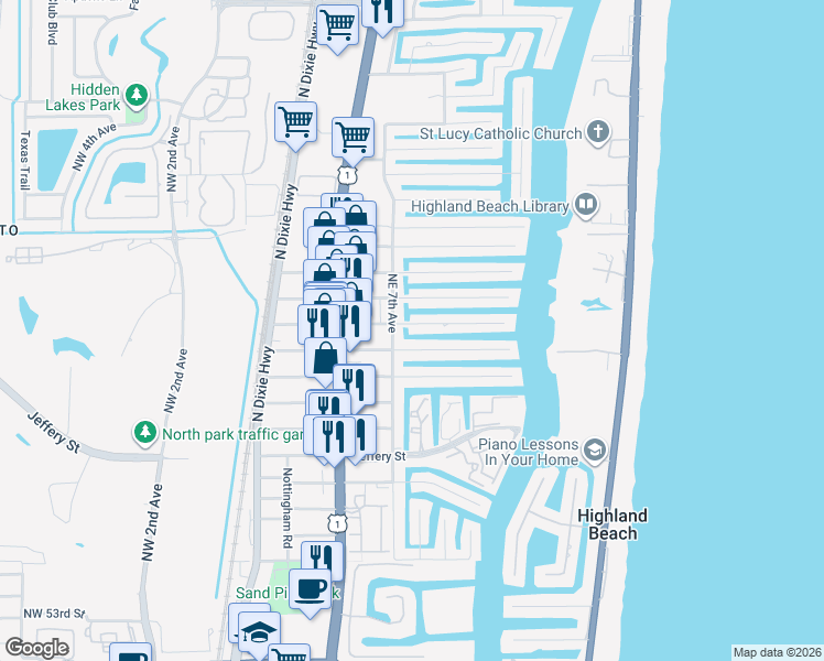 map of restaurants, bars, coffee shops, grocery stores, and more near 741 Forsyth Street in Boca Raton