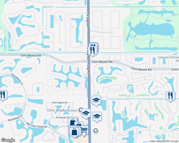 map of restaurants, bars, coffee shops, grocery stores, and more near 6401 Jog Road in Boca Raton