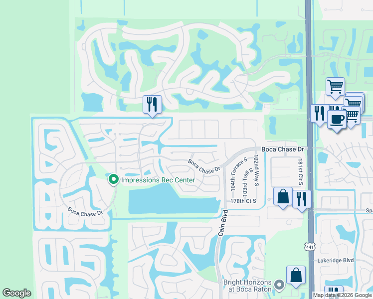 map of restaurants, bars, coffee shops, grocery stores, and more near 10703 Ladypalm Lane in Boca Raton
