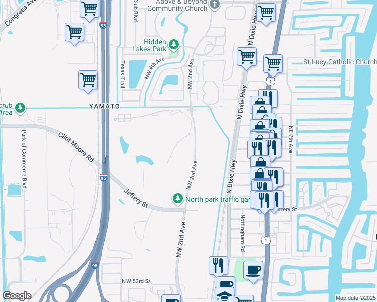 map of restaurants, bars, coffee shops, grocery stores, and more near 242 Northwest 64th Street in Boca Raton