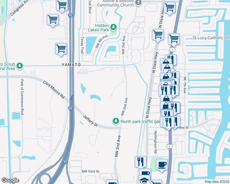 map of restaurants, bars, coffee shops, grocery stores, and more near 242 Northwest 64th Street in Boca Raton