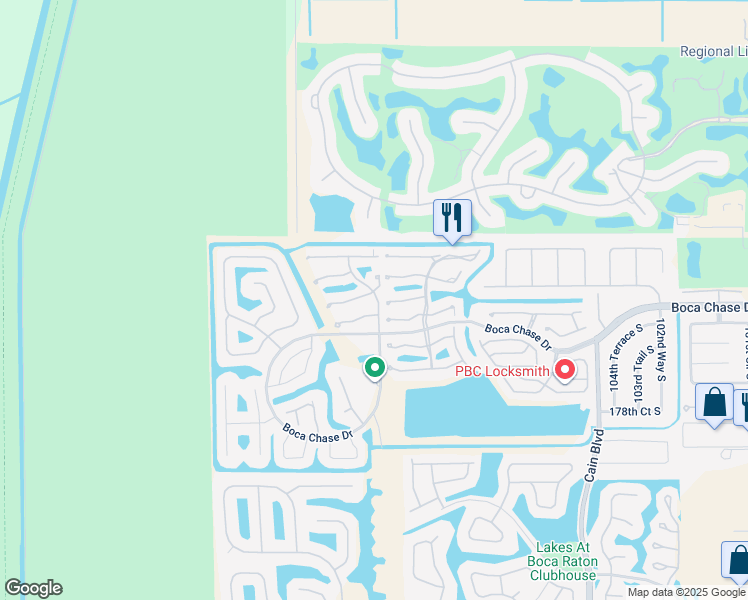 map of restaurants, bars, coffee shops, grocery stores, and more near 11064 Rios Road in Boca Raton