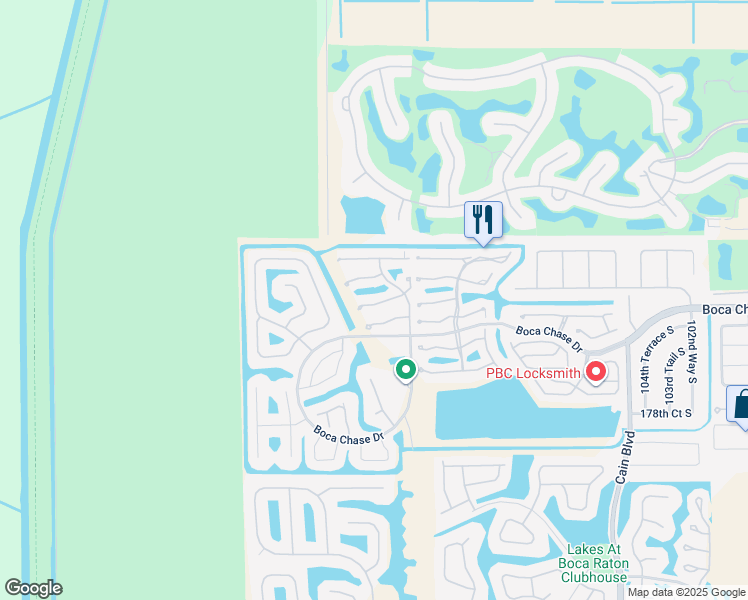 map of restaurants, bars, coffee shops, grocery stores, and more near 11095 Autoro Court in Boca Raton