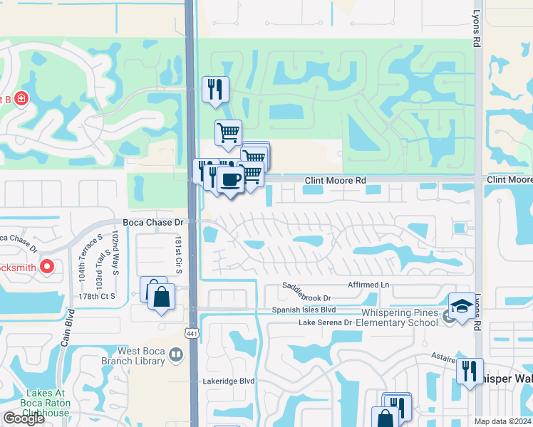 map of restaurants, bars, coffee shops, grocery stores, and more near 9761 Boca Gardens Circle North in Boca Raton