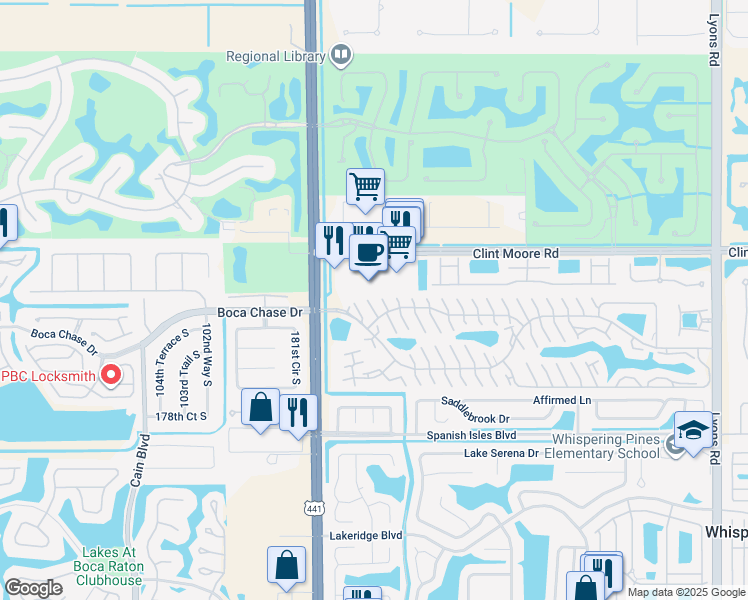 map of restaurants, bars, coffee shops, grocery stores, and more near 9817 Boca Gardens Circle North in Boca Raton